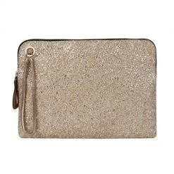 Melie Bianco Bags Monroe Glitter Clutch Crossbody Purse In Nude