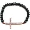 LA Style Rush Crystal Cross Beaded Bracelet In Gunmetal 2 LA Style Rush Crystal Cross Beaded Bracelet In Gunmetal