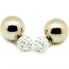LA Style Rush Crystal Disco Ball Post Stud Earring In White/Gold