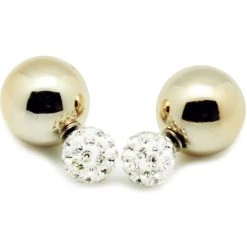 LA Style Rush Crystal Disco Ball Post Stud Earring In White/Gold