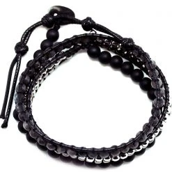 LA Style Rush X Katie Soleil Multi Beaded Wrap Bracelet In Black Accessories