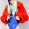 Azalea Wang The Great Fantastic Neon Pop Faux Fur Jacket
