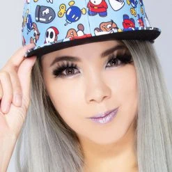 BIOWORLD X Nintendo Super Mario Enemies AOP Snapback Flat Brim Hat The Great Fantastic