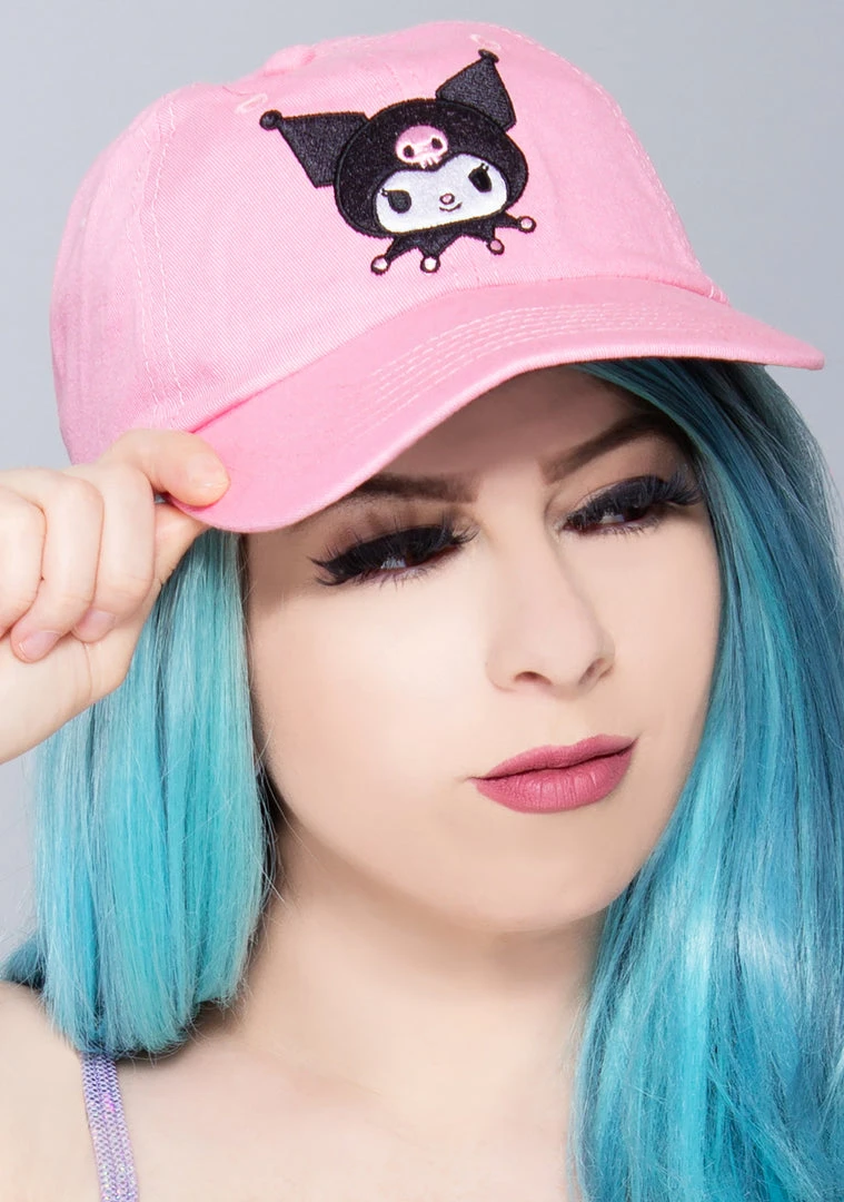 BIOWORLD X Sanrio Kuromi Embroidered Raglan Hat Accessories 3 BIOWORLD X Sanrio Kuromi Embroidered Raglan Hat Accessories