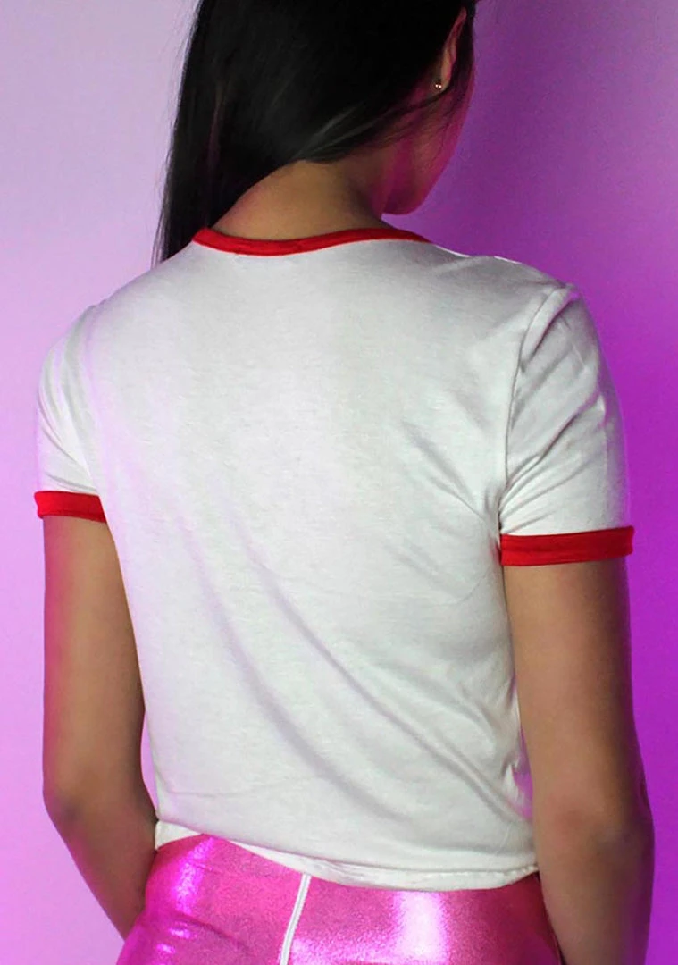 LA Style Rush Be Mine Crop Top T-Shirt Women's Festival 4 LA Style Rush Be Mine Crop Top T-Shirt Women's Festival