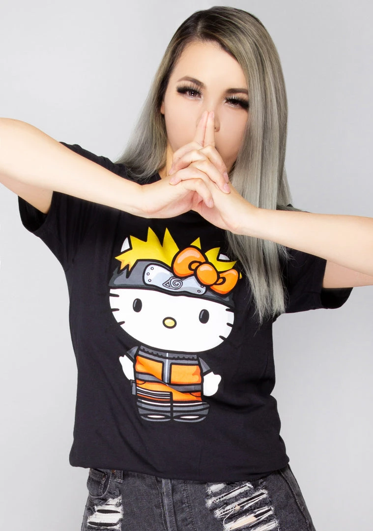 BIOWORLD X Hello Kitty Naruto Shippuden T-Shirt Women's Festival 3 BIOWORLD X Hello Kitty Naruto Shippuden T-Shirt Women's Festival
