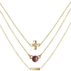 Charged Dream Amethyst Delicate Chain Necklace Set New