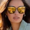 DIFF Eyewear Becky Sunglasses In Matte Black/Gold Mirror