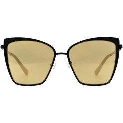 DIFF Eyewear Becky Sunglasses In Matte Black/Gold Mirror