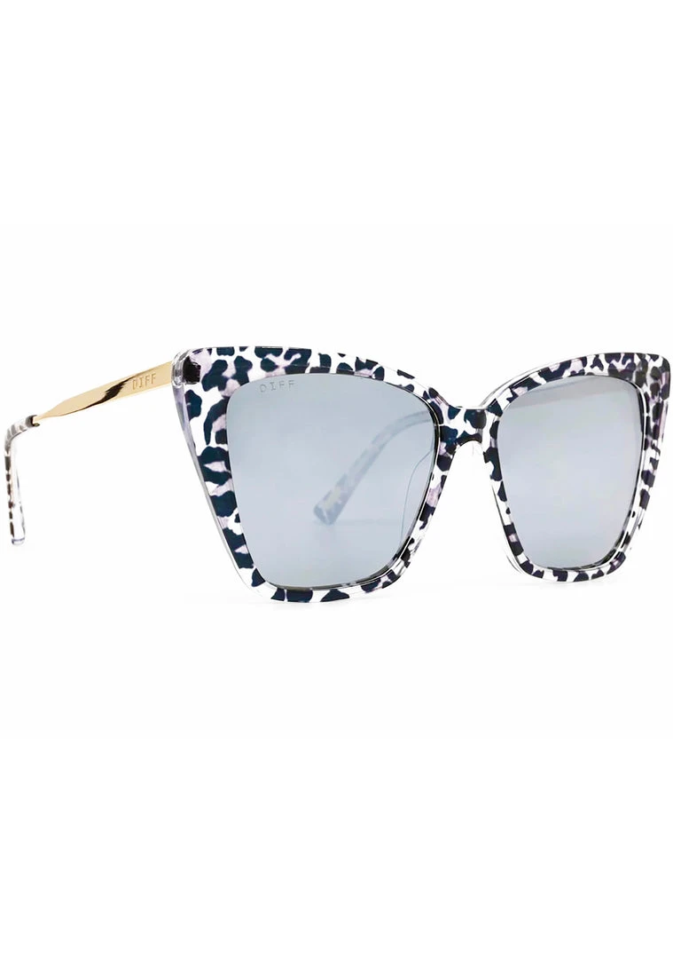 DIFF Eyewear The Great Fantastic Becky II Sunglasses In Clear Leopard /Grey Mirror 4 DIFF Eyewear The Great Fantastic Becky II Sunglasses In Clear Leopard /Grey Mirror