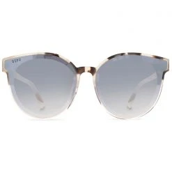 DIFF Eyewear New Gemma Sunglasses In Cream Tortoise/Sandstone Grey Gradient Flash