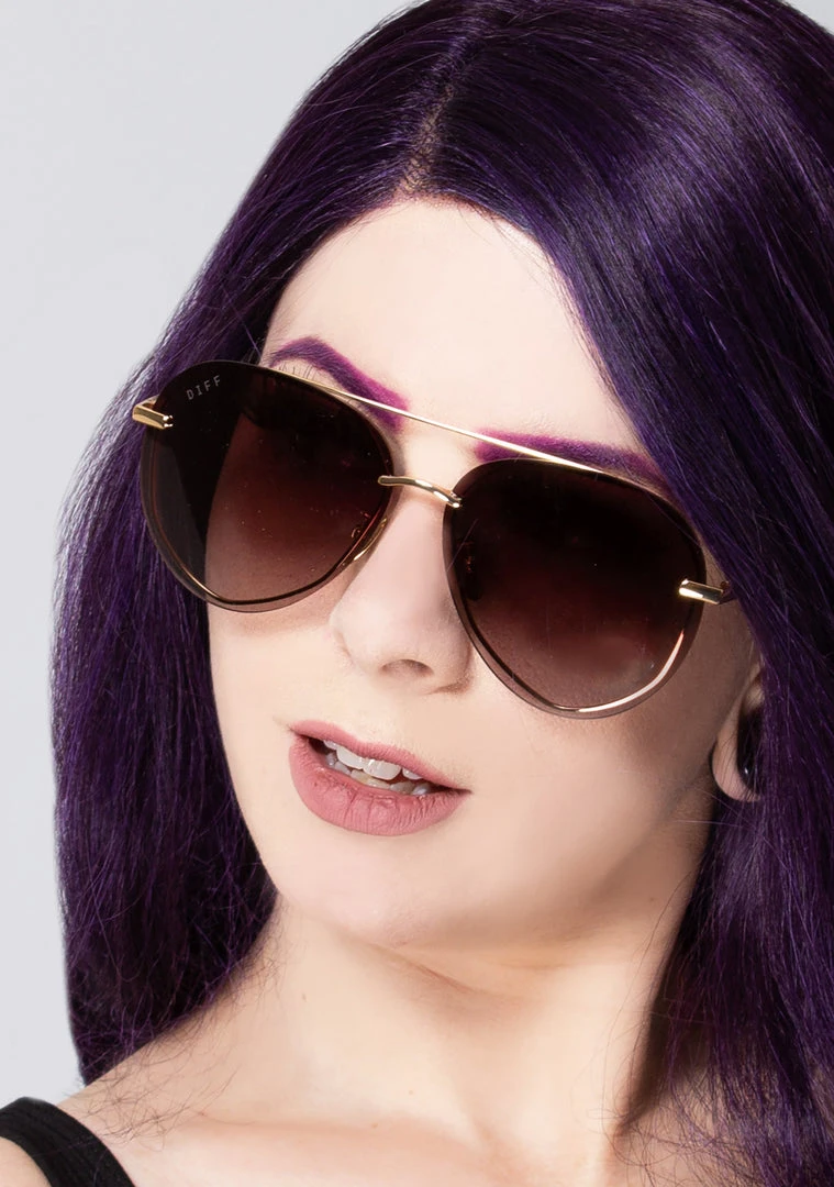 DIFF Eyewear Lenox Sunglasses In Gold/Brown/Tortoise 4 DIFF Eyewear Lenox Sunglasses In Gold/Brown/Tortoise