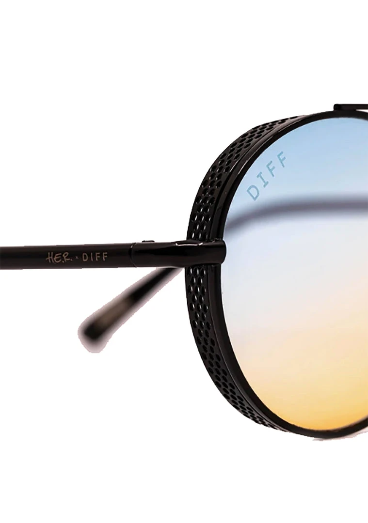 DIFF Eyewear The Great Fantastic X H.E.R. Driver Sunglasses In Black/Blue To Orange Flash 7 DIFF Eyewear The Great Fantastic X H.E.R. Driver Sunglasses In Black/Blue To Orange Flash