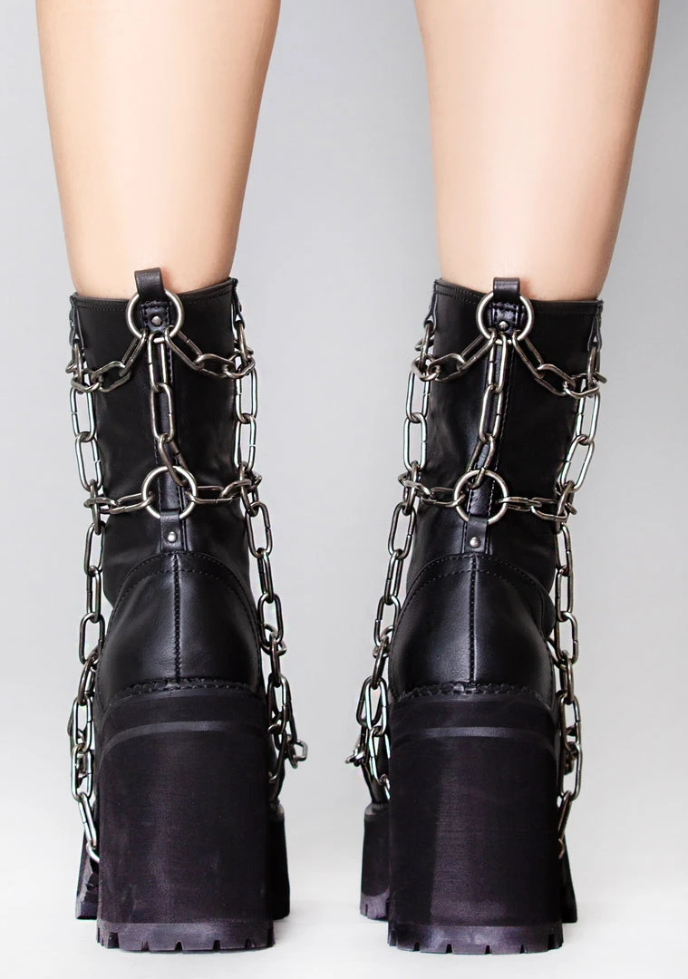 Demonia Pent Up Chained Platform Boots Shoes 5 Demonia Pent Up Chained Platform Boots Shoes