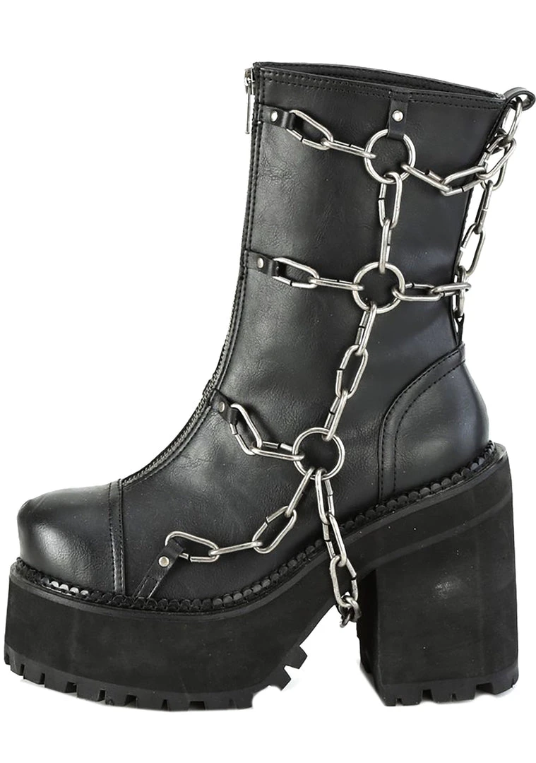 Demonia Pent Up Chained Platform Boots Shoes 8 Demonia Pent Up Chained Platform Boots Shoes