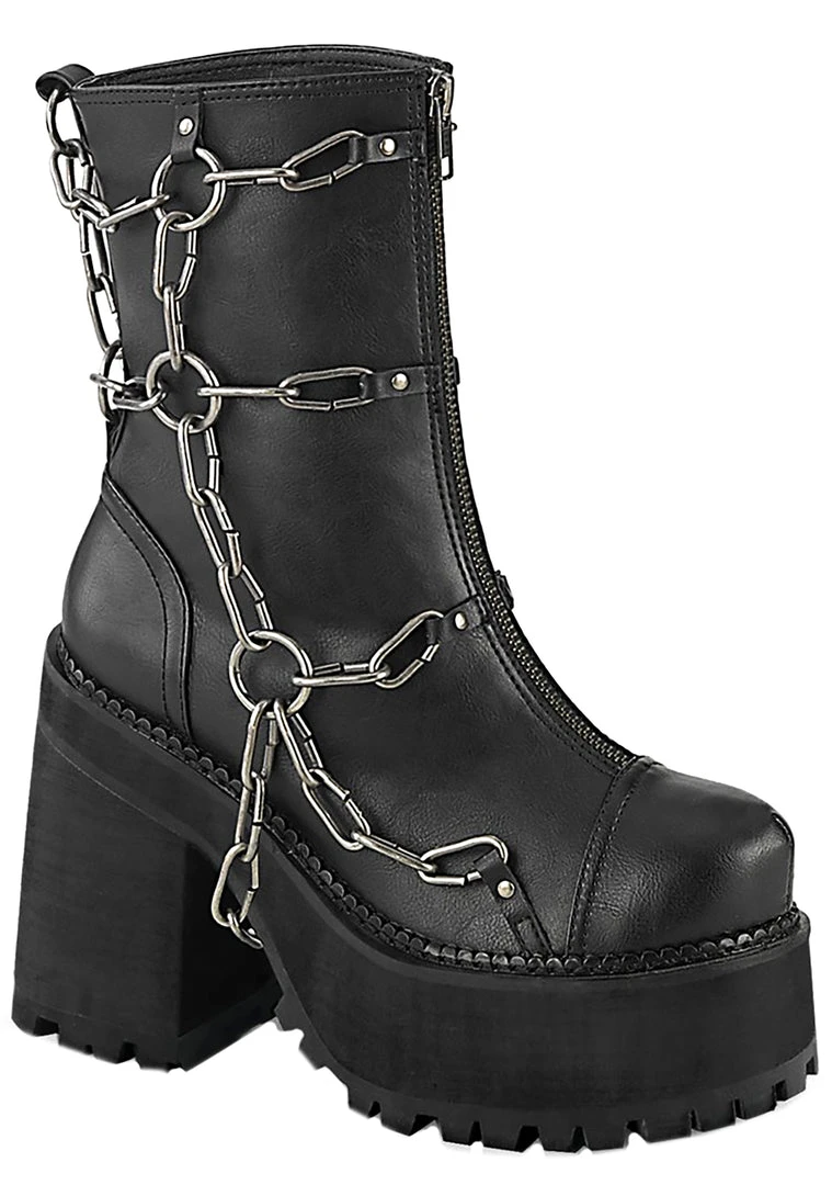 Demonia Pent Up Chained Platform Boots Shoes 6 Demonia Pent Up Chained Platform Boots Shoes