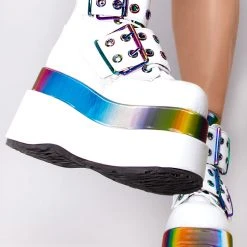 Demonia Raving Rainbow Platform Boots