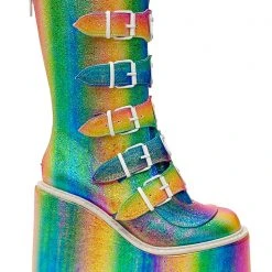 Demonia Mad World Kandi Hearts Platform Boots 12 Demonia Mad World Kandi Hearts Platform Boots