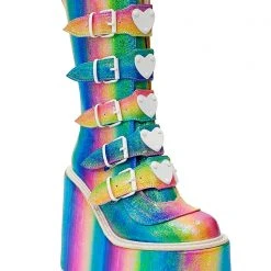 Demonia Mad World Kandi Hearts Platform Boots 11 Demonia Mad World Kandi Hearts Platform Boots