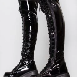 Demonia No Surrender Thigh-High Platform Boots Shoes