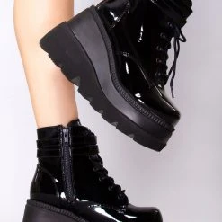 Demonia Paint It Black Platform Boots Wild Heart