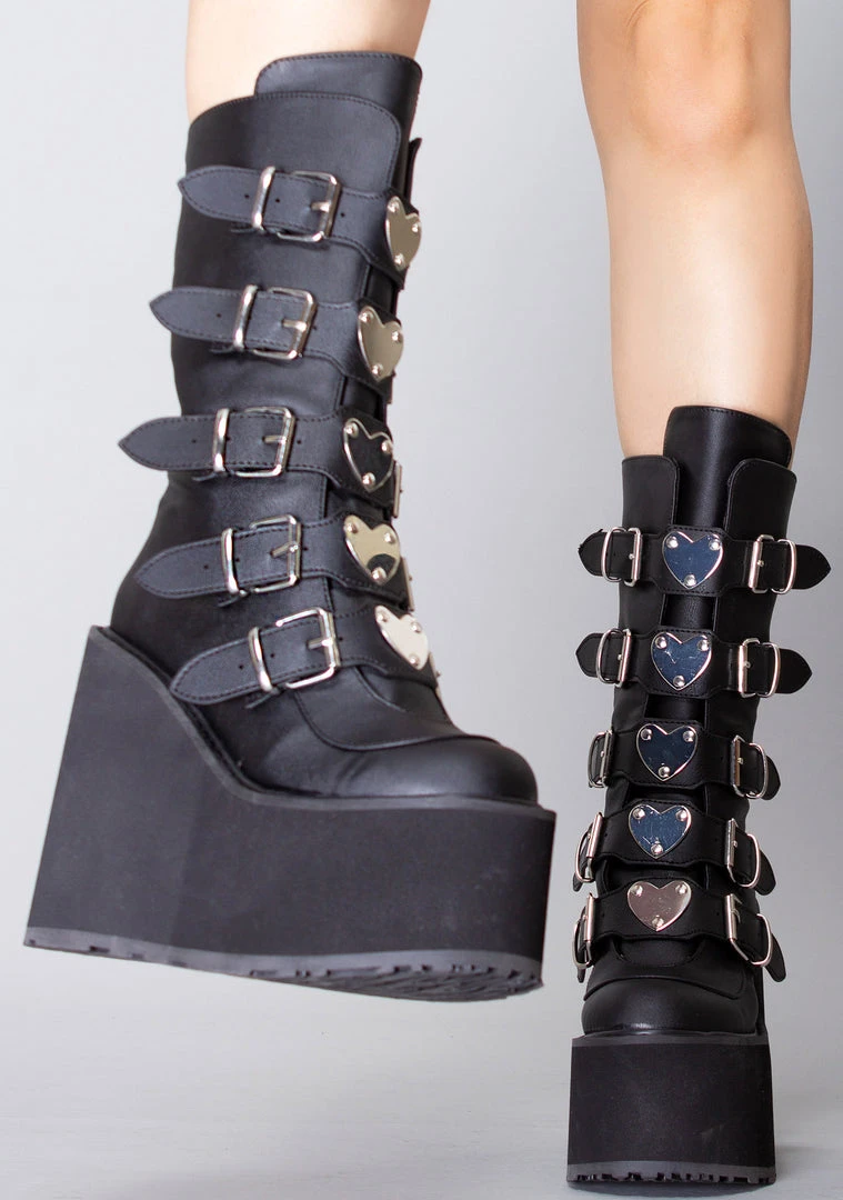 Demonia Black Heart Platform Boots Shoes 3 Demonia Black Heart Platform Boots Shoes