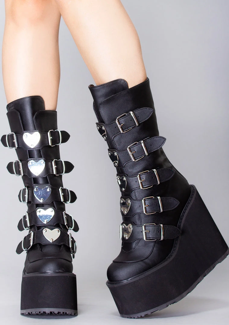 Demonia Black Heart Platform Boots Shoes 4 Demonia Black Heart Platform Boots Shoes