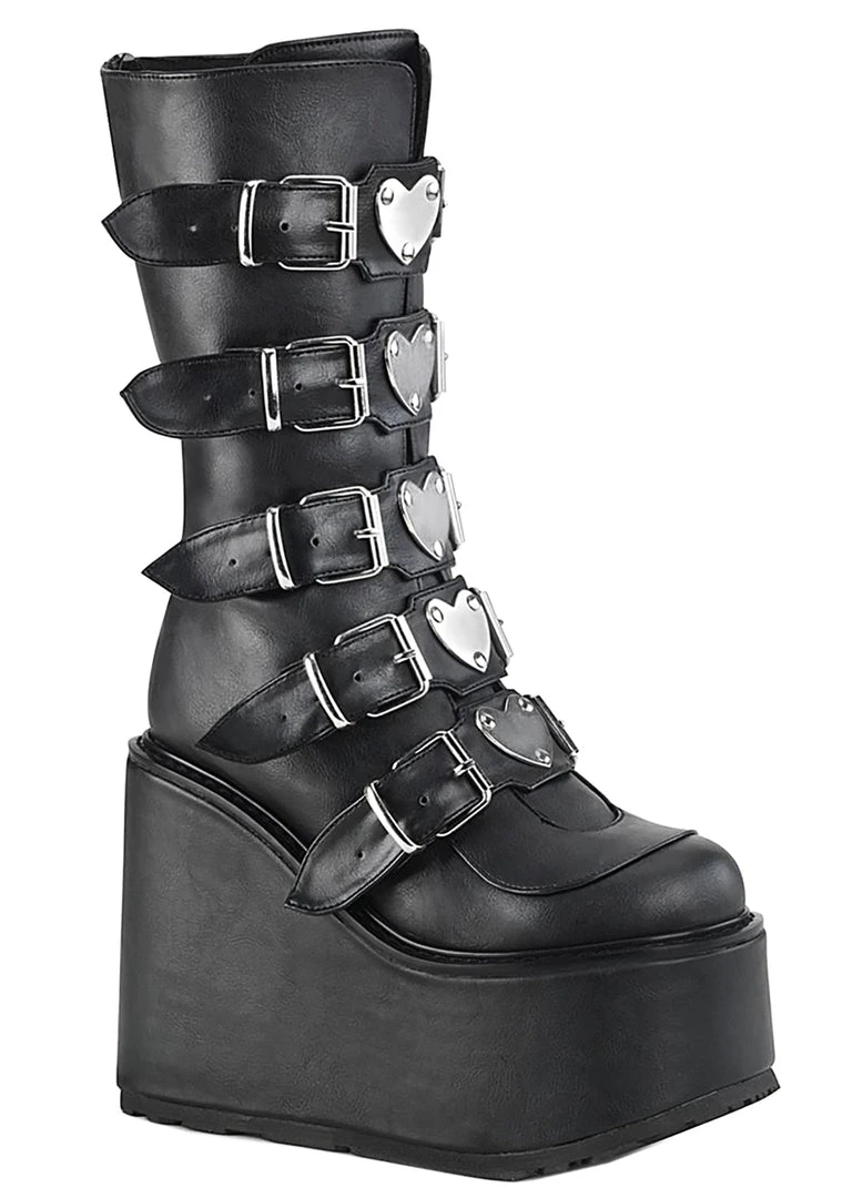 Demonia Black Heart Platform Boots Shoes 6 Demonia Black Heart Platform Boots Shoes
