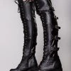 Demonia Shoes Black Widow Lace Up Knee High Platform Boots