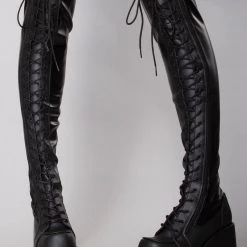 Demonia Rude Awakening Platform Thigh-High Boots Wild Heart