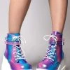 Demonia Shaker Metallic Iridescent Platform Boots In Pink Purple 1 Demonia Shaker Metallic Iridescent Platform Boots In Pink Purple