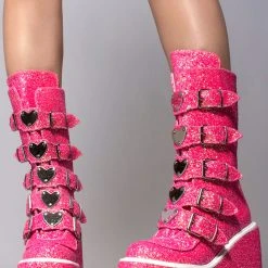 Demonia Cosmic Love Glittered Platform Boots
