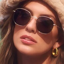 Dime Optics New Avalon Sunglasses In Matte Gold/Grey