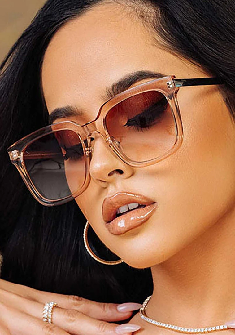 Dime Optics X Becky G 333 Sunglasses In Vintage Crystal/Sienna Gradient New 3 Dime Optics X Becky G 333 Sunglasses In Vintage Crystal/Sienna Gradient New