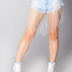 Hot & Delicious Icy GRL Rhinestone High Waisted Shorts Women's Festival