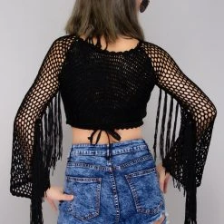 Hot & Delicious Overnight Rager Fringe Crochet Crop Top Women's Festival 5 Hot & Delicious Overnight Rager Fringe Crochet Crop Top Women's Festival