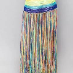 Hot & Delicious Rainbow Thrillz Crochet Fringe Skirt World Tour