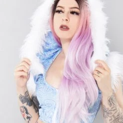 J Valentine The Great Fantastic Frost Queen Hooded Crop Top