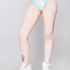 J Valentine Cosmic Mint High Leg Sequin Shorts