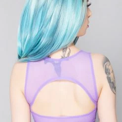J Valentine Mad World Purple Haze Keyhole Mesh Top
