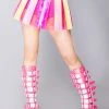 J Valentine New Pink Fantasy Pleated Vinyl Skirt