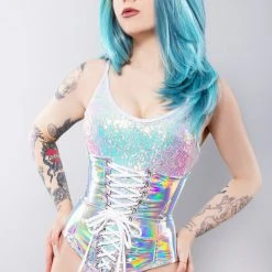 J Valentine Holographic Silver Hourglass Waist Cincher Mad World
