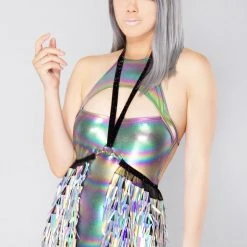 J Valentine X LASR Exclusive Knives Out Blade Sequin Harness Short Gypsy Skirt LASR Exclusives