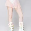 J Valentine Lolita Mesh Skater Skirt In Pastel Pink Mad World