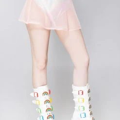 J Valentine Lolita Mesh Skater Skirt In Pastel Pink Mad World