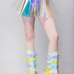 J Valentine Mad World Pink Ice Vinyl Zipper Skirt