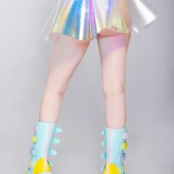 J Valentine Mad World Pink Ice Vinyl Zipper Skirt