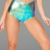 J Valentine Women's Festival Holographic High Waisted Shorts In Aqua