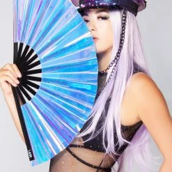 LA Style Rush Sales 14 LASR Electric Storm Iridescent Fluid Rave Fan New