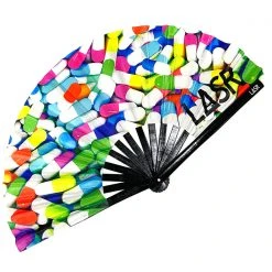 LASR New Happy Pills UV Reactive Rave Fan